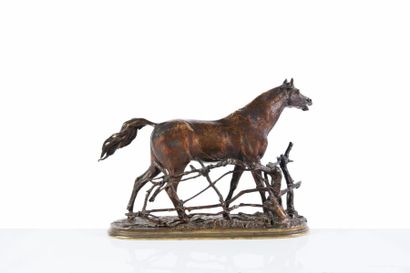 null Pierre-Jules MENE (1810-1879) 



Cheval à la barrière. Bronze à patine brune....