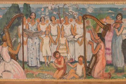 null Frédéric Marius de BUZON (1879-1958) Concert de harpistes. Esquisse pour une...