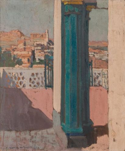 null Frédéric Marius de BUZON (1879-1958) Fort vue de la terrasse. 1924. Huile sur...