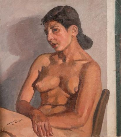 null Frédéric Marius de BUZON (1879-1958) Nu féminin. Huile sur toile marouflée sur...