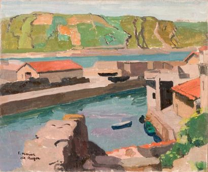 null Frédéric Marius de BUZON (1879-1958) Port au Pays Basque. Huile sur toile. Signée...