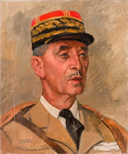 null Frédéric Marius de BUZON (1879-1958) Portrait du général Catroux (1877-1969)....
