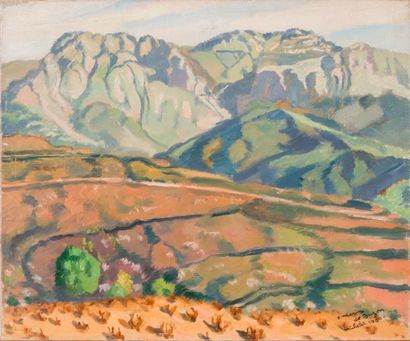 null Frédéric Marius de BUZON (1879-1958) Le massif de Djurdjura argenté. 1940. Huile...