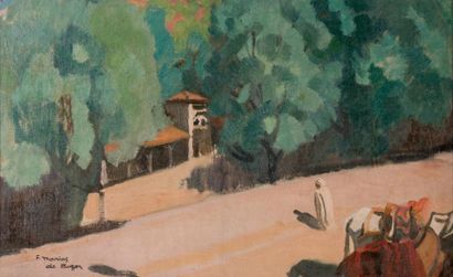 null Frédéric Marius de BUZON (1879-1958) Paysage au Maroc. Huile sur isorel. Signée...