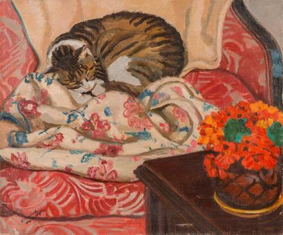 Frédéric Marius de BUZON (1879-1958) Le chat...