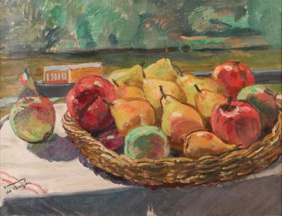 null Frédéric Marius de BUZON (1879-1958) Nature morte aux fruits. Huile sur toile....