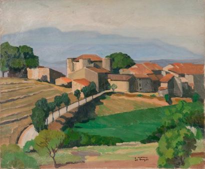 null Frédéric Marius de BUZON (1879-1958) Village en Provence. Huile sur toile. Signée...