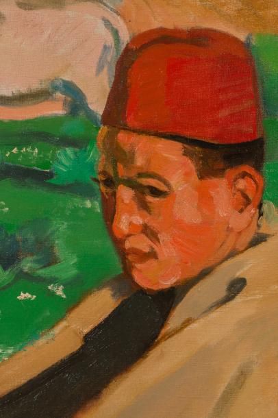 null Frédéric Marius de BUZON (1879-1958) Les musiciens kabyles. Huile sur toile....