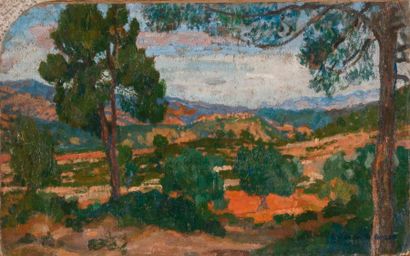 null Frédéric Marius de BUZON (1879-1958) Paysage en Kabylie. Huile sur carton. Signée...