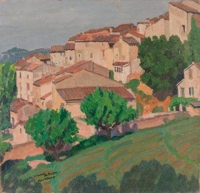 null Frédéric Marius de BUZON (1879-1958) Vue du village de Villecroze. Huile sur...