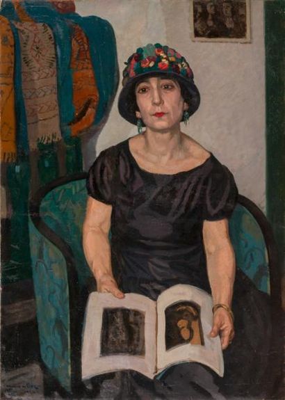 null Frédéric Marius de BUZON (1879-1958) Portrait d’une femme, Alger. 1924 Huile...