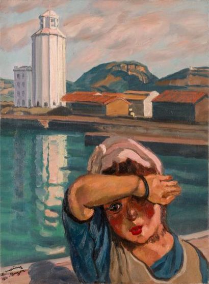 null Frédéric Marius de BUZON (1879-1958) Petite fille devant les silos de Tenès....