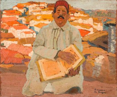 null Frédéric Marius de BUZON (1879-1958) La lecture du Coran. Huile sur panneau....