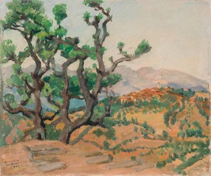 null Frédéric Marius de BUZON (1879-1958) Paysage kabyles aux grands arbres. 1944....