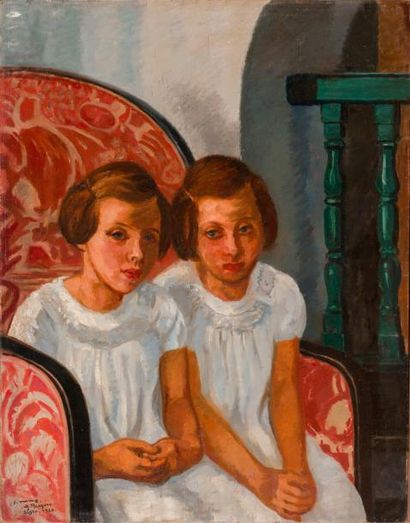 null Frédéric Marius de BUZON (1879-1958) Portrait de deux petites filles, Alger....