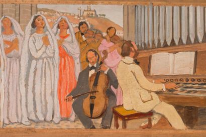 null Frédéric Marius de BUZON (1879-1958) Le Choeur. Esquisse pour une fresque. Huile...