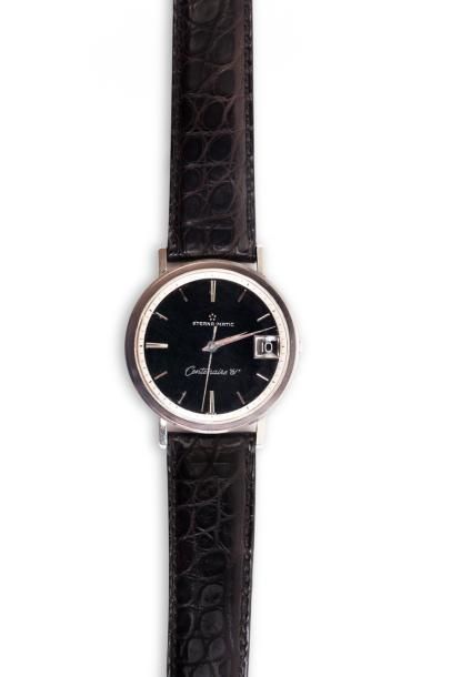 null ETERNA (Vers 1960). Montre homme ronde, modèle ‘’CENTENAIRE 61’’, boîte et fond...