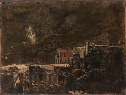  Ecole italienne du XIXème siècle 
Paysage de jour / paysage de nuit. 
Paire d’huiles...