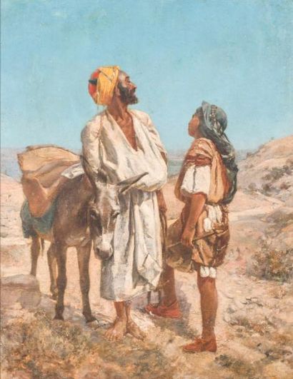 null Ecole orientaliste du XIXème siècle.

Berbère et son âne.

Huile sur toile.

51...