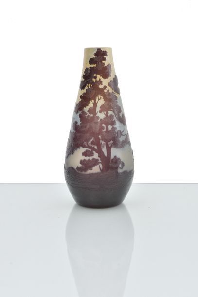 Gallé Vase de forme conique en verre gravé...