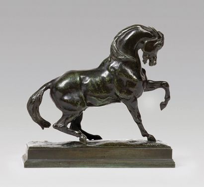 null Antoine-Louis Barye (1796-1875) Cheval Turc, antérieur gauche levé Bronze à...