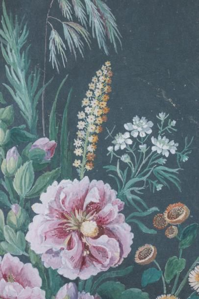  École française du XVIIIe siècle Villeneuve père Bouquet de fleur. 1797 Gouache....