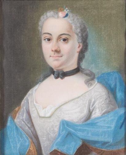null Jean-Baptiste GILLES dit COLSON
(Verdun 1686 – Paris 1762)
Portrait de femme
Portrait...