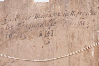  École française du XVIIe siècle Vierge à l’enfant Huile sur panneau Porte une signature...