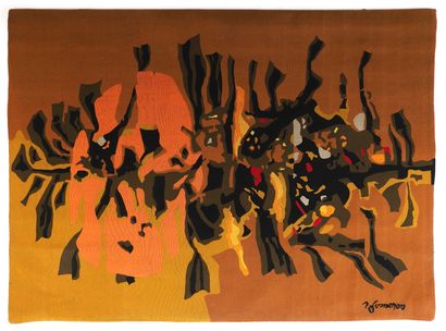null René FUMERON (1921-2004)

Tapisserie Laine 

Atelier Robert Four, circa 1960,

109...