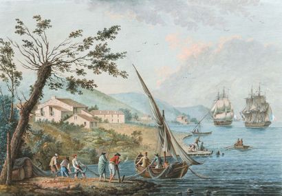  Zacharie Félix DOUMET (Toulon 1761 – Draguignan 1818) Vues d’un village portuaire....