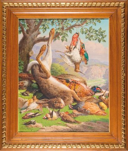 null Jules COULANGE-LAUTREC (1861-1950) La chasse. Huile sur toile. Signée en bas...