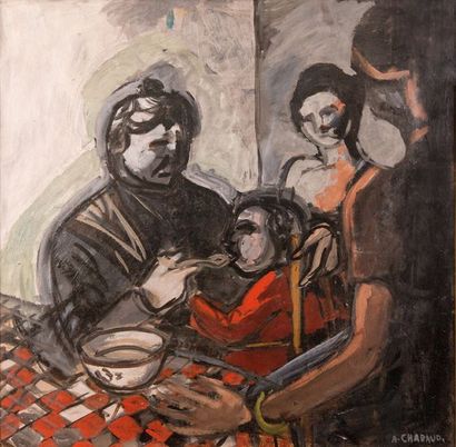 null Auguste CHABAUD (1882-1955) Le repas de l’enfant. Circa 1925. Huile sur toile....