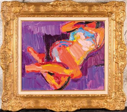 null Pierre AMBROGIANI (1907-1985) Jeune femme nue. Huile sur toile. Cachet de l’atelier...