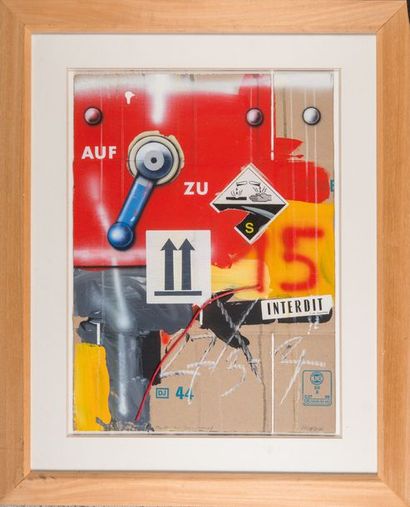 null Peter KLASEN (1935) Manette auf, zu corrosif. Technique mixte sur carton. Signée...