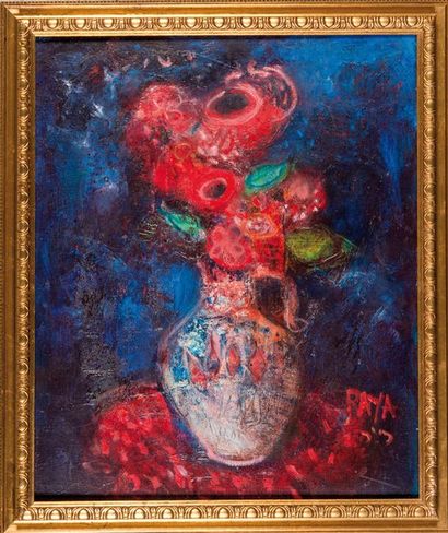 null Alain RAYA-SORKINE (né en 1936) Nature morte au bouquet de fleurs. Huile sur...