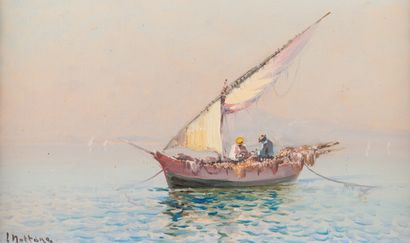 Louis NATTERO (1870-1915) Pêcheurs en mer....