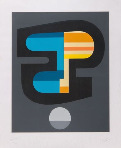 null Edgard PILLET (1912-1996) Collage 9/40. Gouache et collage. Signée en bas à...