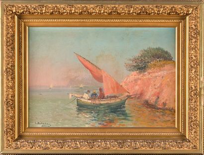 null Louis NATTERO (1870-1915) Pécheurs sur la côte. Huile sur toile. Signée en bas...