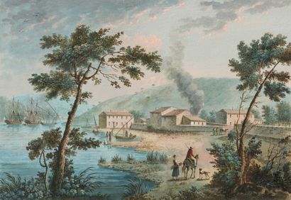 null Zacharie Félix DOUMET (Toulon 1761 – Draguignan 1818) Vues d’un village portuaire....
