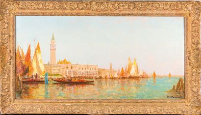 null Charles Eugène COUSIN (XIX-XX) Venise. Huile sur toile. Signée en bas à droite....