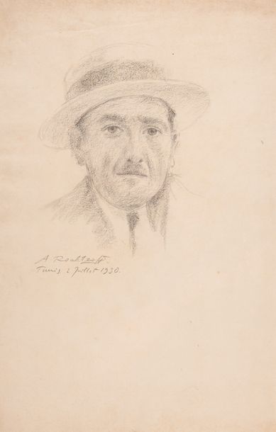  Alexandre ROUBTZOFF (1884-1949) Portrait d’un notable à Tunis. 1930. Mine de plomb....