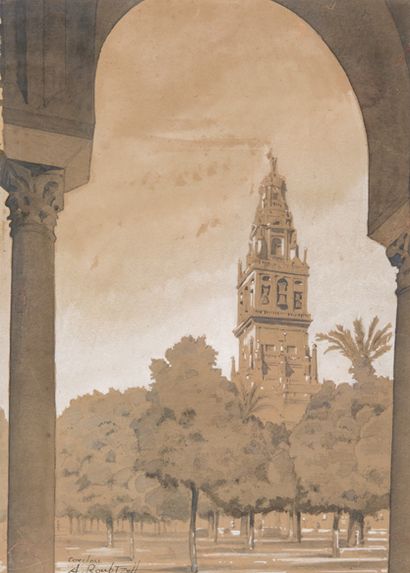 null Alexandre ROUBTZOFF (1884-1949) Mosquée à Cordou. Aquarelle et gouache. Signée...