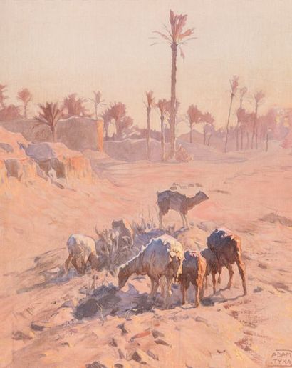 Adam STYKA (1890-1959) Chèvres dans le desert....