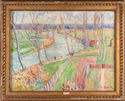 null Jacques Van COPPENOLLE (1878-1915) La rivière. Huile sur toile. Signée en bas...