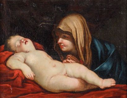 null Giovanni Batista SALVI dit SASSOFERRATO (1609-1685) entourage de Vierge à l’Enfant...