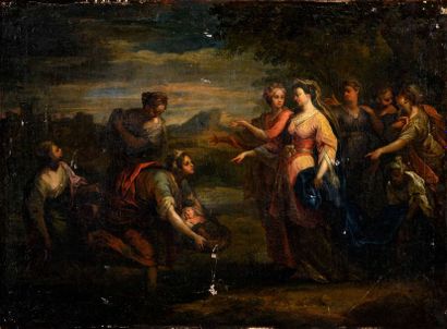 null Attribué à Louis GALLOCHE (1670-1761) Moïse sauvé des eaux Toile 51 x 70 cm...