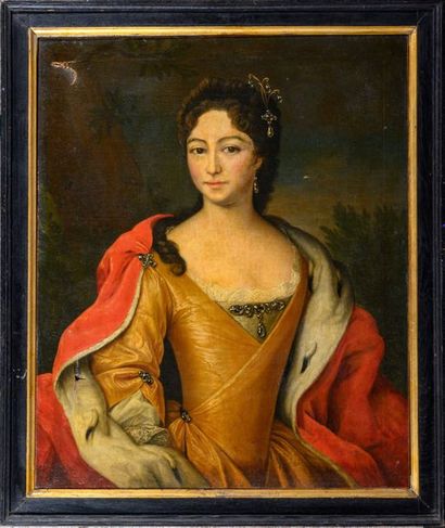 null Ecole ESPAGNOLE du XIXe siècle Portrait de femme Sur sa toile d’origine 85 x...