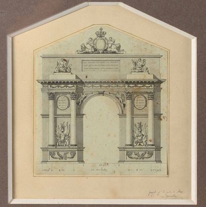 null Ecole FRANÇAISE vers 1780 Projet pour l’arc de triomphe de la porte d’Aix Plume...