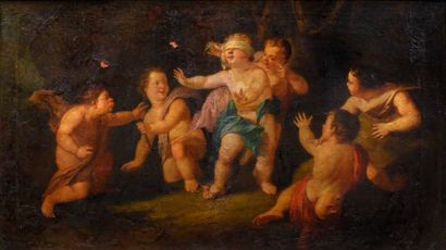 null Ecole FRANÇAISE vers 1760, entourage de Noël HALLE Jeux d’enfants Toile (anciennement...