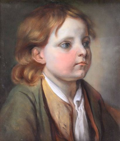 null Ecole FRANÇAISE du XIXe siècle, d’après Greuze Portrait d’un enfant Pastel 39...